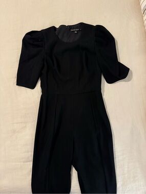 Black Halo Black Puff-Sleeve Tailored Jumpsuit
